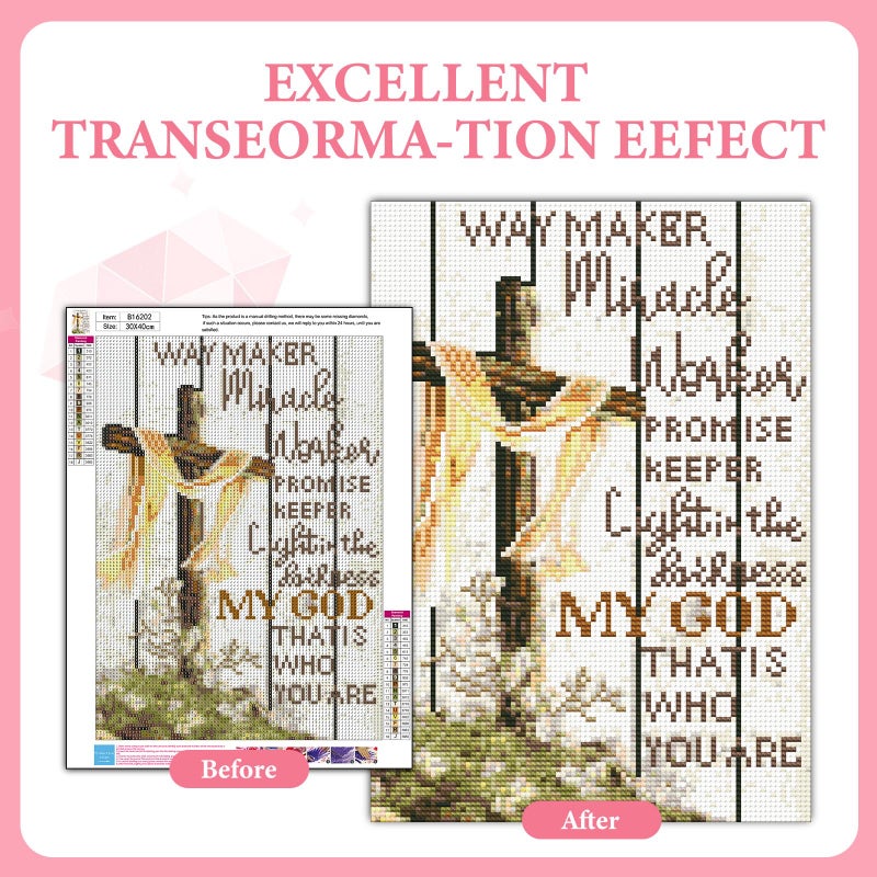 GEEHEIY Religious Diamond Art Kits for Adults, 5D Christian Cross Diamond Painting Kits for Beginner, DIY Jesus Cross Gem Art Dots for Adults, Perfect for Home Wall Decor 12x16 Inch - Image 5