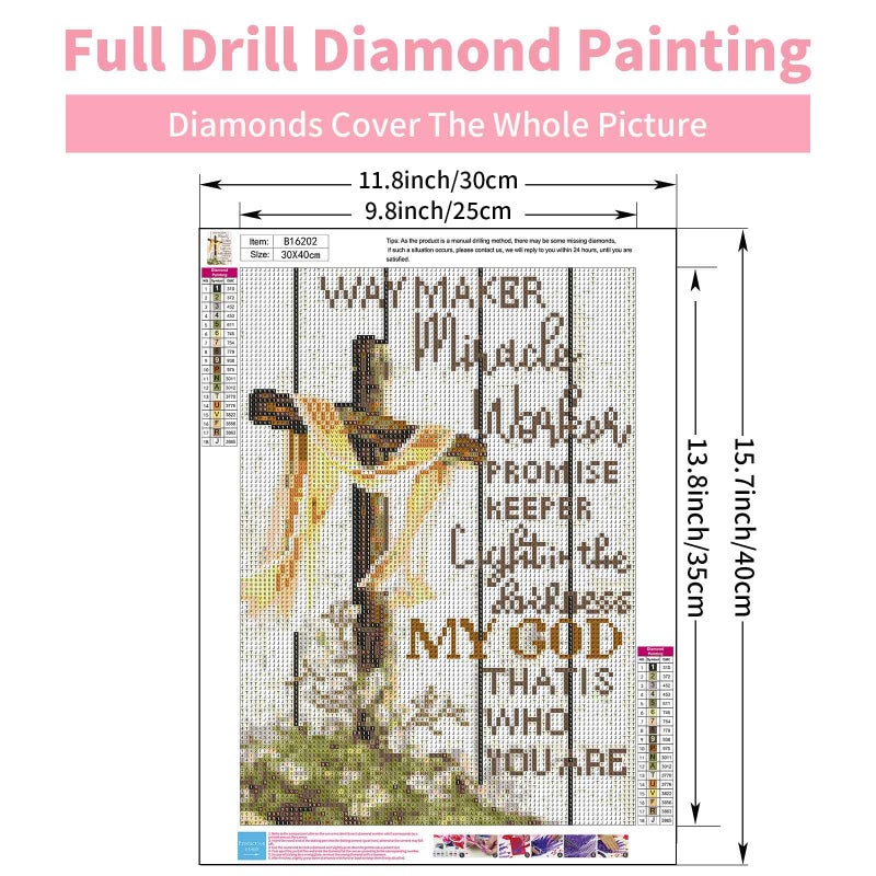 GEEHEIY Religious Diamond Art Kits for Adults, 5D Christian Cross Diamond Painting Kits for Beginner, DIY Jesus Cross Gem Art Dots for Adults, Perfect for Home Wall Decor 12x16 Inch - Image 3