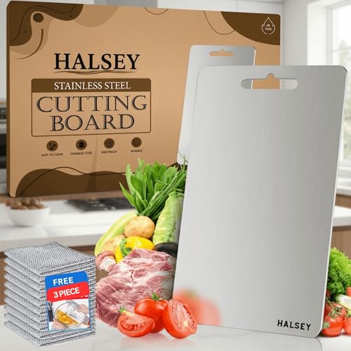 Halsey Chopping Board Steel for Kitchen, Chopping Board Large,Steel Vegetable Cutting Board (Large (24.5x34.5) CM) - Image 1