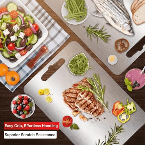 Halsey Chopping Board Steel for Kitchen, Chopping Board Large,Steel Vegetable Cutting Board (Large (24.5x34.5) CM) - Image 5