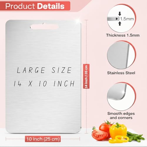 Halsey Chopping Board Steel for Kitchen, Chopping Board Large,Steel Vegetable Cutting Board (Large (24.5x34.5) CM) - Image 2