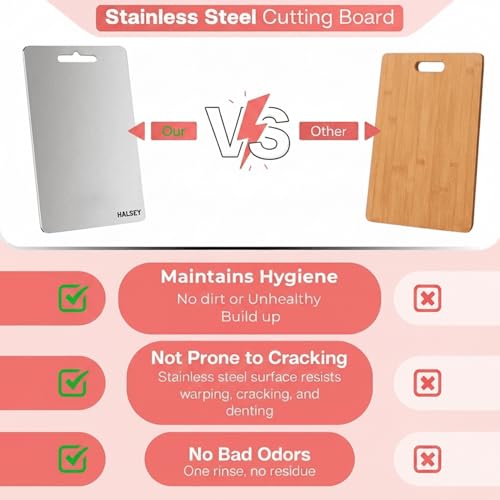 Halsey Chopping Board Steel for Kitchen, Chopping Board Large,Steel Vegetable Cutting Board (Large (24.5x34.5) CM) - Image 4
