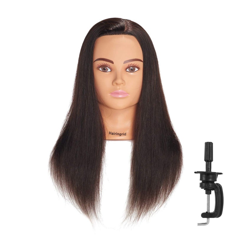 Hairingrid Mannequin Head 2022 100 Human Hair Hairdresser Cosmetology Mannequin Manikin Training Head Hair and Free Clamp Holder 1906LB0214