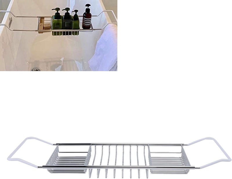 2026 New Bathtub Tray, Stainless Steel Expandable Shower Tub Organizer Tray Table, Adjustable Bathtub Caddy for Luxury Bath Bathroom Accessories (Silver) - Image 1