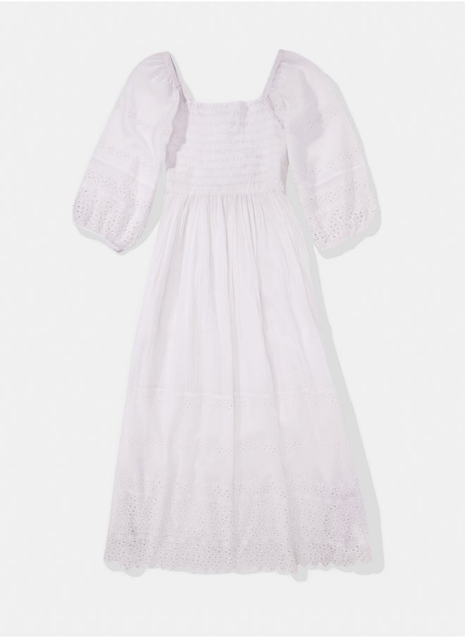 American Eagle AE Puff Sleeve Smocked Midi Dress  - Image 1
