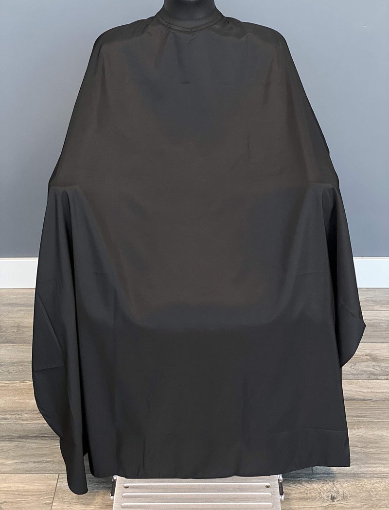 TRU BARBER Silicone neck Barber cape, 100% Polyester, light weight, Hair Salon Cutting Cape, No logo 50" x 58â€ (Black) - Image 1