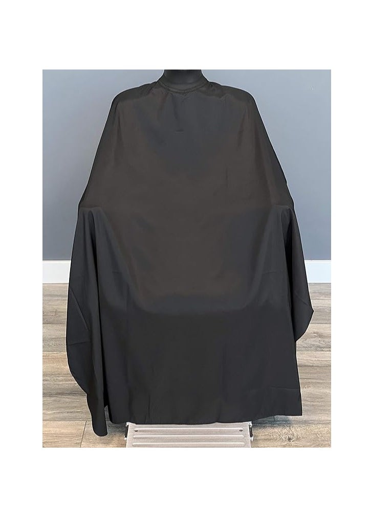 TRU BARBER TRU BARBER Silicone neck cape, 100% Polyester, light weight cape, Professional Cape, Hair Salon Cutting Cape, Barber Cape, no logo 50" x 58” (Black)  - Image 1
