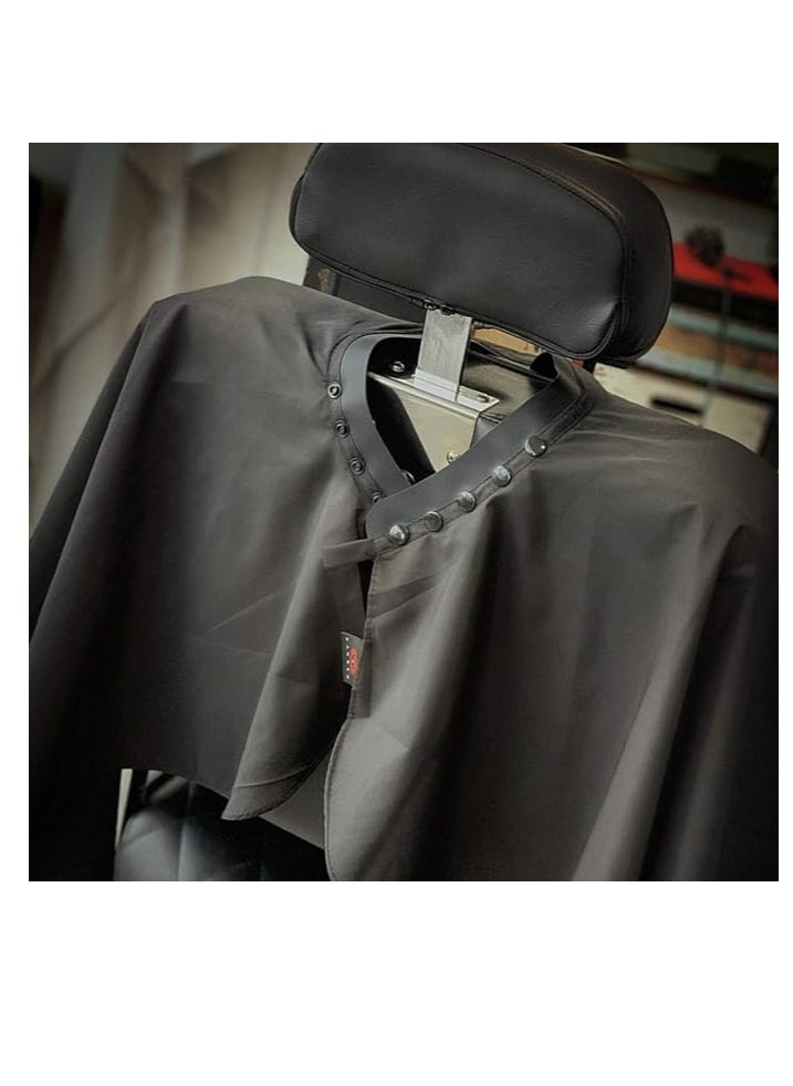 TRU BARBER TRU BARBER Silicone neck cape, 100% Polyester, light weight cape, Professional Cape, Hair Salon Cutting Cape, Barber Cape, no logo 50" x 58” (Black)  - Image 3
