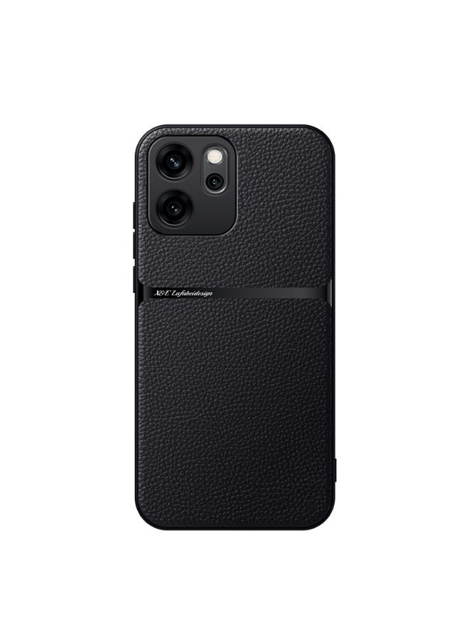 جراب سيليكون من الجلد الصناعي مقاوم للصدمات متوافق مع Oppo Reno 14F (اسود) - Image 1