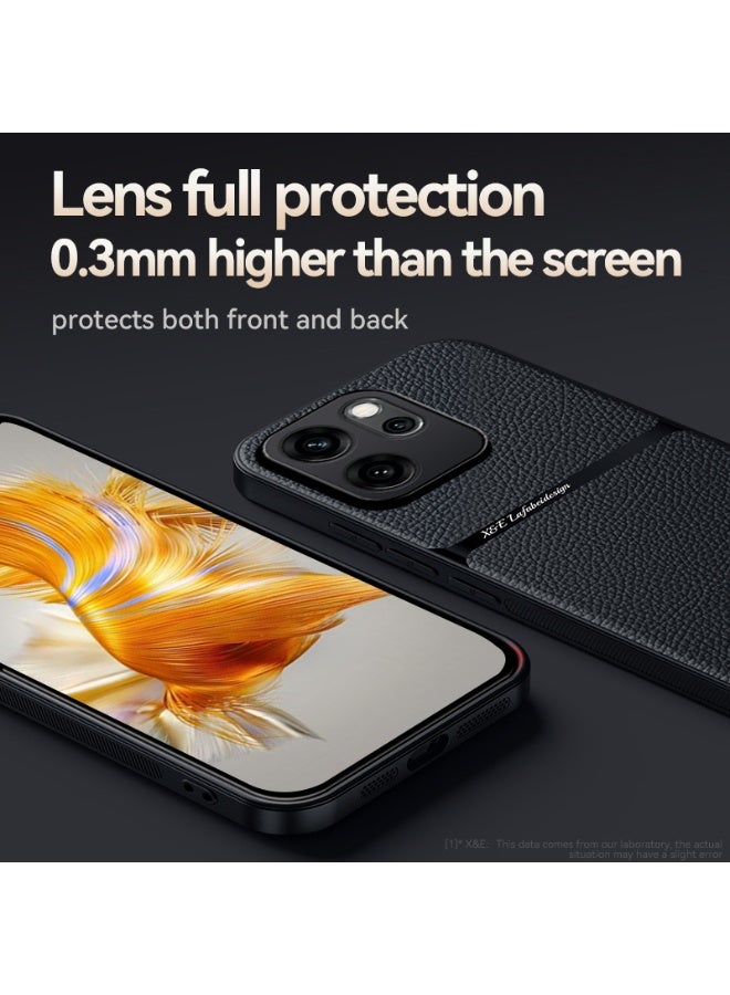 جراب سيليكون من الجلد الصناعي مقاوم للصدمات متوافق مع Oppo Reno 14F (اسود) - Image 5