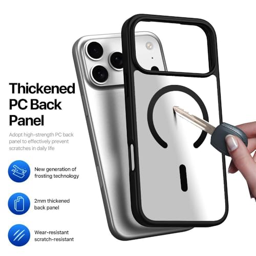 SBMS Compatible iPhone 17 Pro Max Case,(Compatible with MagSafe) Non Yellow Military-Grade Drop Protection & Hard PC Back Cover Slim Transparent Anti-Scratch Shockproof Phone Case - Black - Image 4