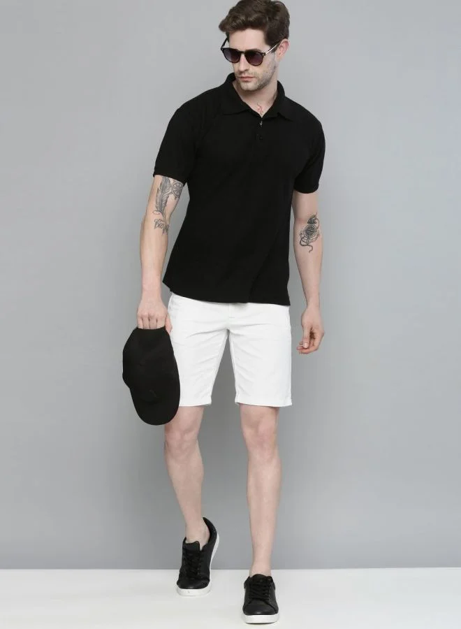 The Indian Garage Co Men Slim Fit Solid Mid-Rise Chino Shorts