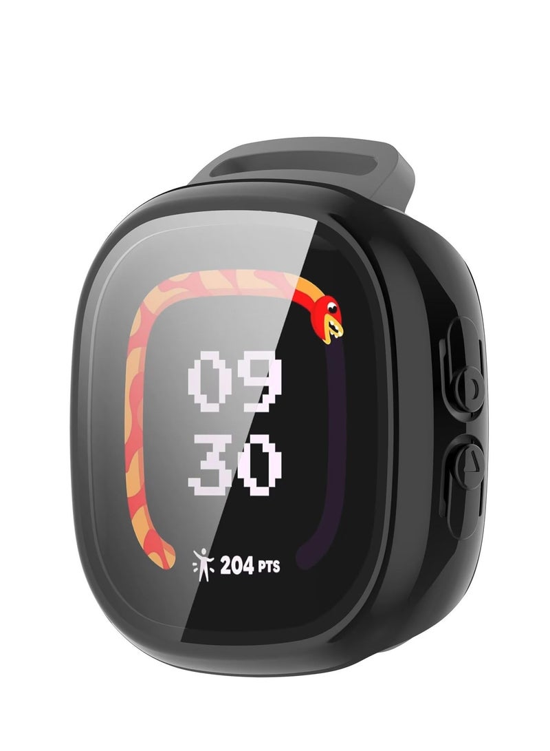 Case Compatible with Fitbit Ace LTE PC + Screen Tempered Film Integrated/ Anti-Fall/ Watch Cover Compatible with Fitbit Ace LTE (Black) - Image 2