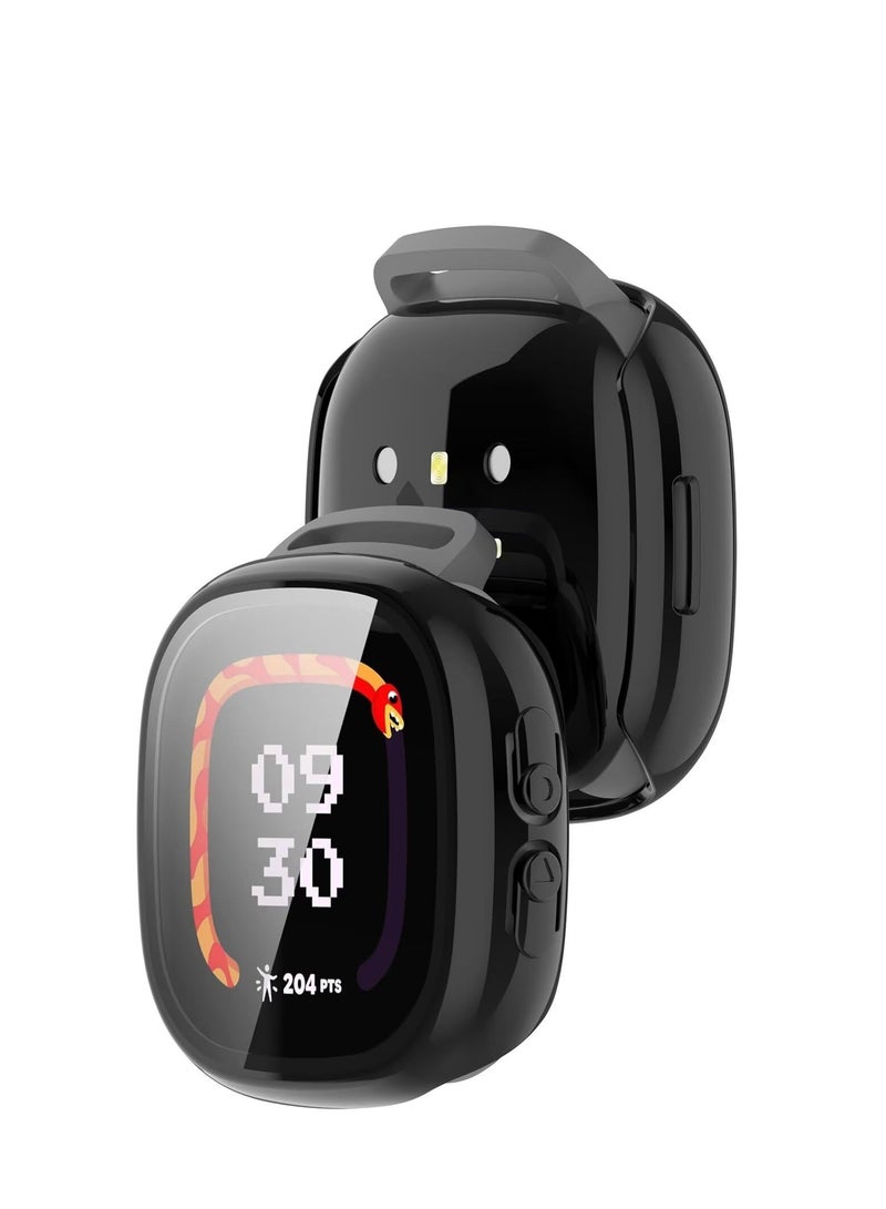 Case Compatible with Fitbit Ace LTE PC + Screen Tempered Film Integrated/ Anti-Fall/ Watch Cover Compatible with Fitbit Ace LTE (Black) - Image 5