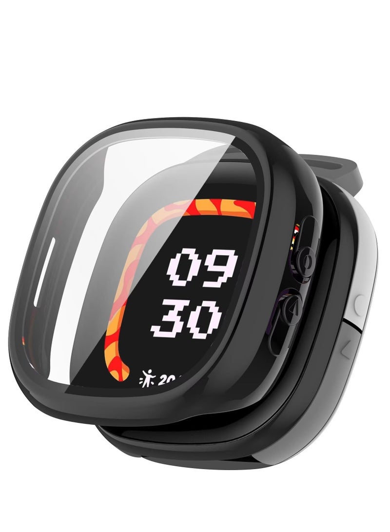 Case Compatible with Fitbit Ace LTE PC + Screen Tempered Film Integrated/ Anti-Fall/ Watch Cover Compatible with Fitbit Ace LTE (Black) - Image 1