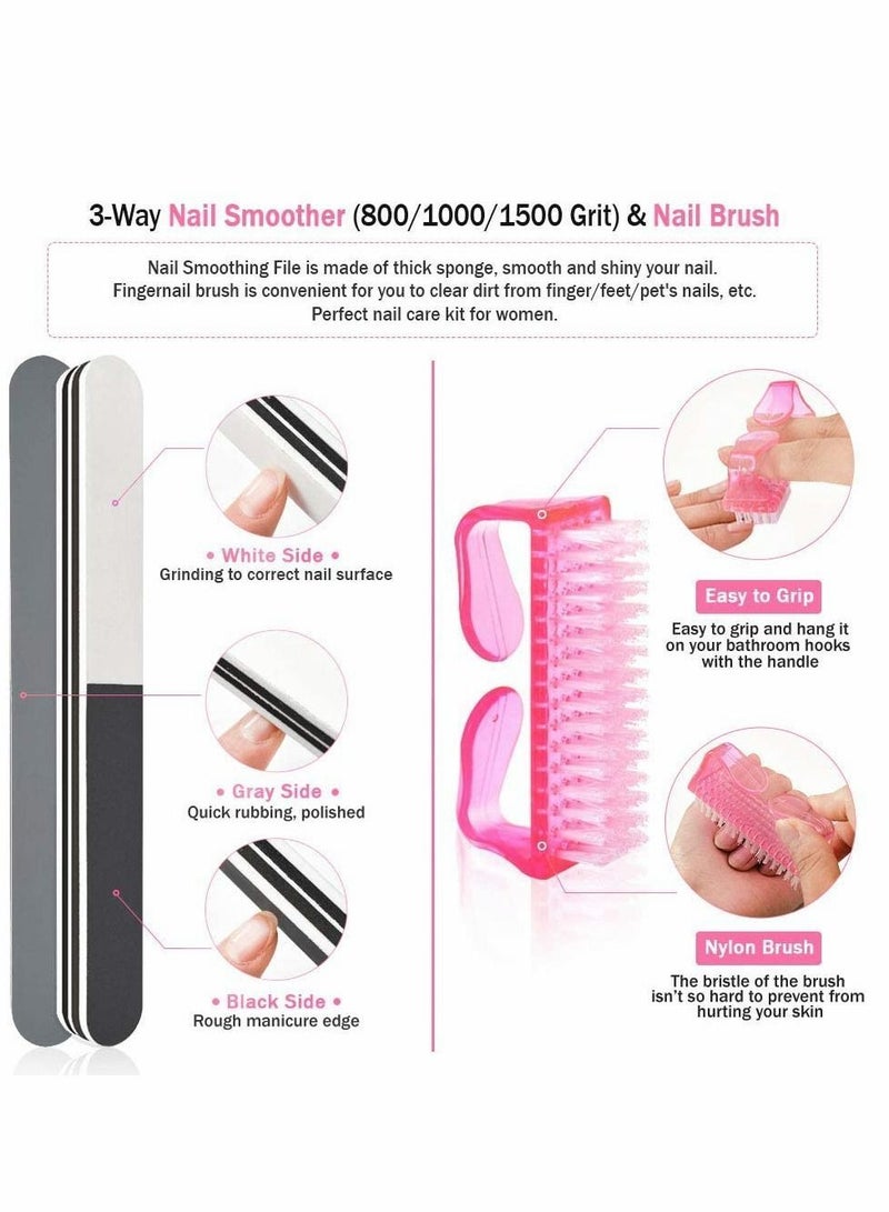 Y&D Nail Files and Buffers Kit 100/180 Grit Emery Boards for Nails Cube Buffer Block Acrylic Professional Manicure Tools with Glass File/Smoother Block/Cleaner Brush (15Pcs) - Image 2