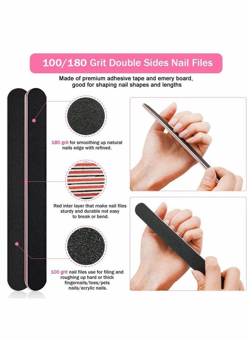 Y&D Nail Files and Buffers Kit 100/180 Grit Emery Boards for Nails Cube Buffer Block Acrylic Professional Manicure Tools with Glass File/Smoother Block/Cleaner Brush (15Pcs) - Image 5