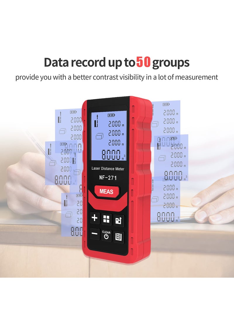 NOYAFA Laser Distance Meter 50M165ft NOYAFA Silent Laser Range Finder MinFt Unit Switching Backlit LCD Display Measure Distance Pythagorean Area and Volume  - Image 2