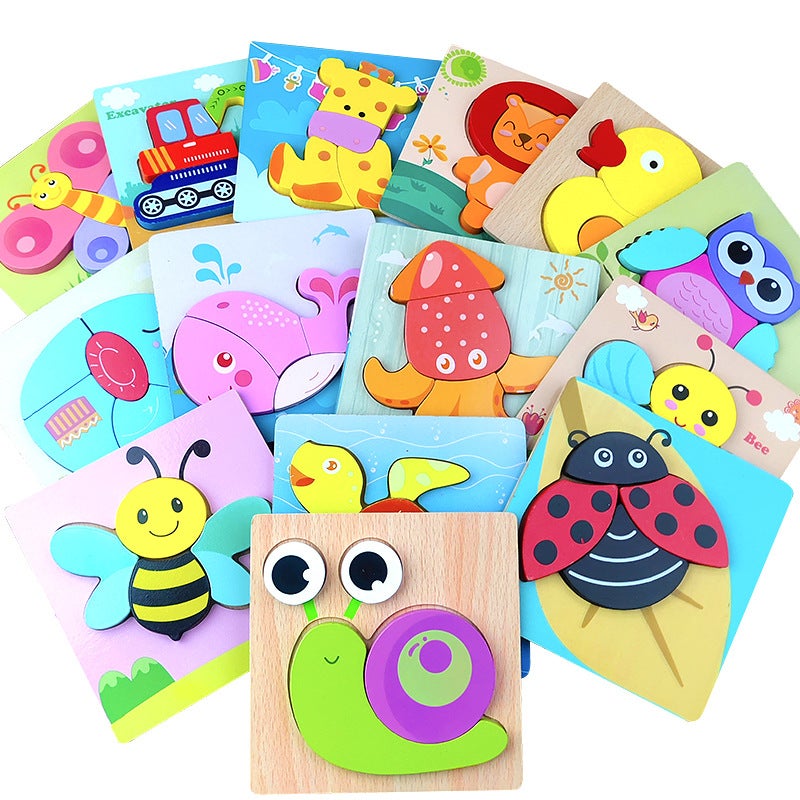 Cartoon Animal Three-Dimensional Jigsaw Puzzle Thickened Children'S Baby Wooden Educational Toys Children'S Toys - Image 2