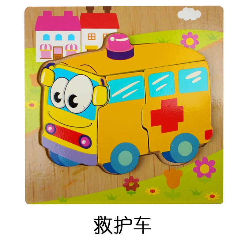 Cartoon Animal Three-Dimensional Jigsaw Puzzle Thickened Children'S Baby Wooden Educational Toys Children'S Toys - Image 1
