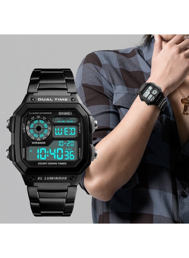SKMEI Wrist Watch for Men, Digital Sports Waterproof Watch with Dual Time Chronograph Countdown Alarm Backlight - Image 4