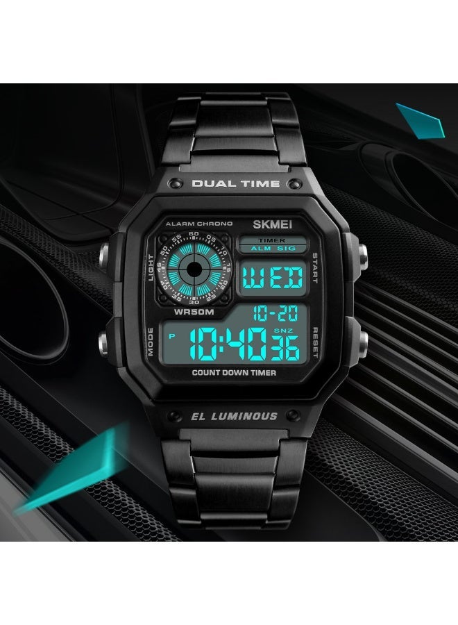 SKMEI Wrist Watch for Men, Digital Sports Waterproof Watch with Dual Time Chronograph Countdown Alarm Backlight - Image 3