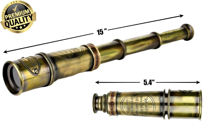 Super7One Handcrafted Telescope | in Box | 15 Inches | Functional Vintage Replica Brass Nautical Antique | Spyglass & Collectible Decor | - Image 2