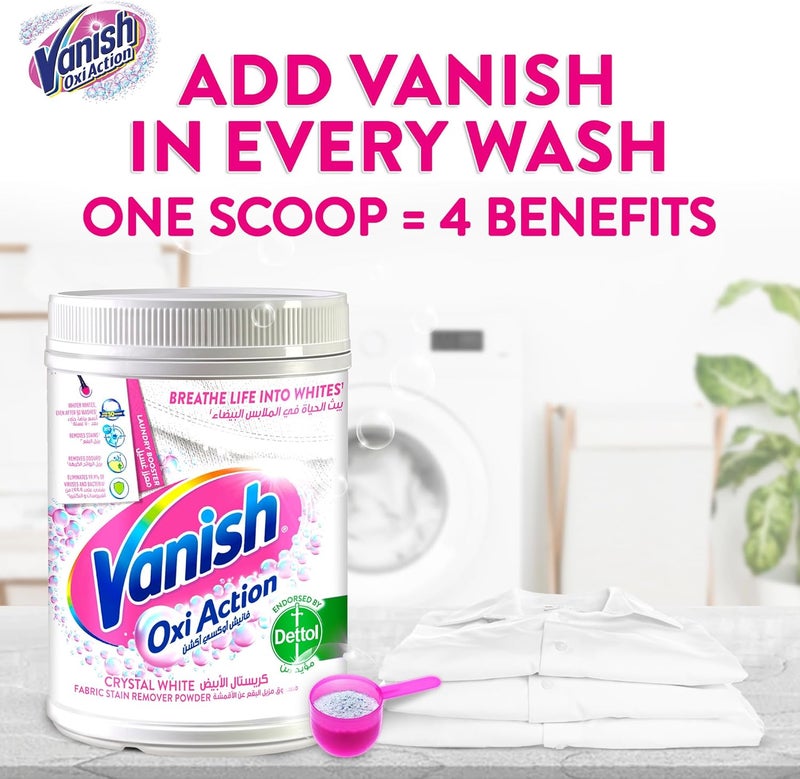 Vanish مسحوق مزيل البقع فانيش أوكسي أكشن للملابس الملونة والبيضاء، 500 جرام + الملابس البيضاء، 450 جرام - Image 4