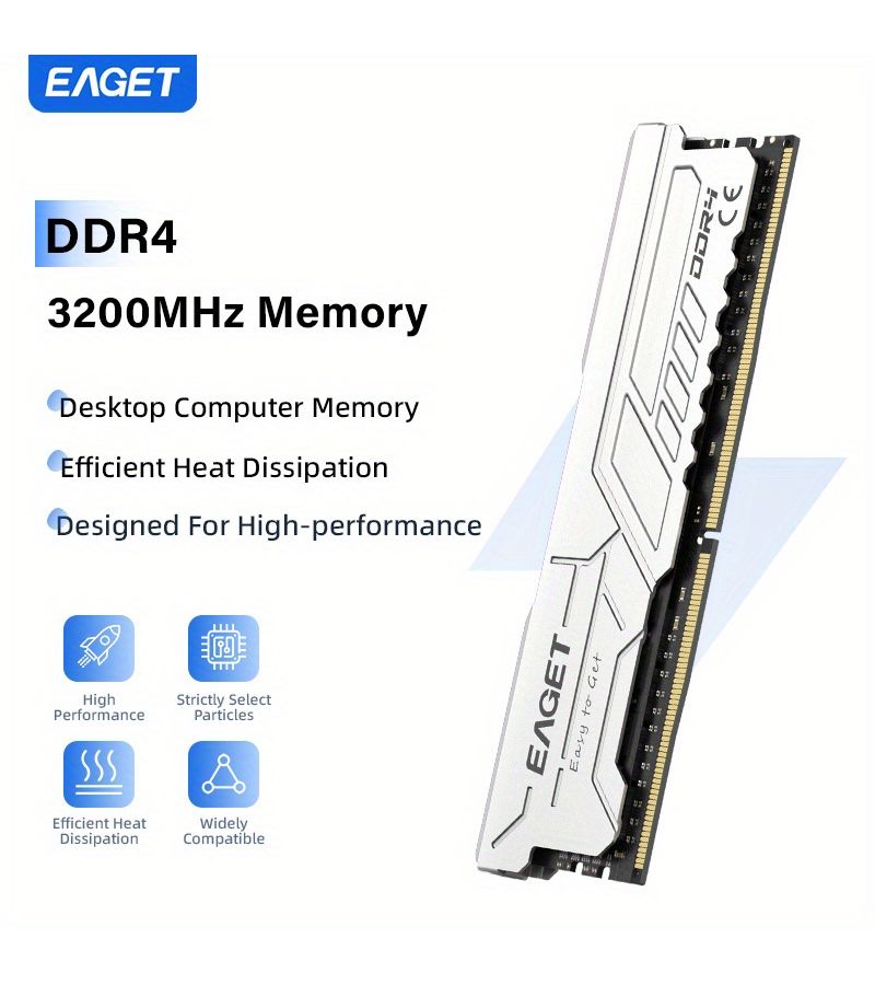16GB Kit 2x8GB DDR4 3200MHz Silver White Desktop Gaming Memory with Heat Sink for AMD Intel PC8GB - Image 4
