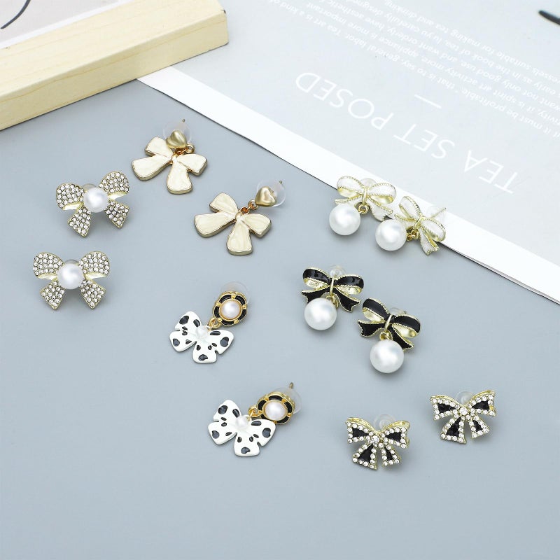 NEWITIN 12 Pairs Bow Earrings for Women Hypoallergenic Earring Gold Bowknot Earrings Ribbon Bow Dangle Earring for Women - Image 2