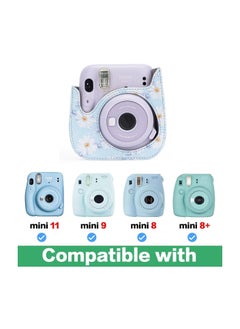 SYOSI Protective & Portable Case Compatible with fujifilm instax Mini 11/ 9/ 8/ 8+ Instant Film Camera with Accessory Pocket and Adjustable Strap (Flowers Light Blue)  - Image 2