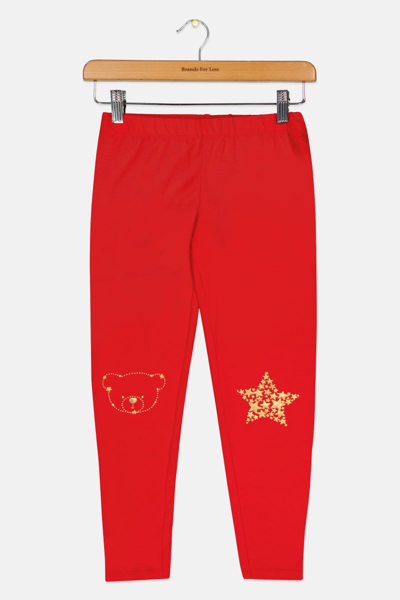 Hamleys Toddlers Girl Solid Leggings, Red - Image 2