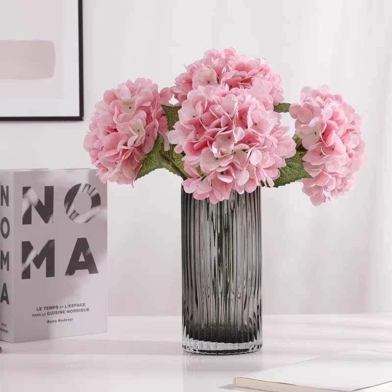 Kimura's Cabin 6pcs Fake Flowers Vintage Artificial Silk Hydrangea Flowers Bouquets Faux Hydrangea Stems for Home Wedding Party Table Core Decoration (Pink  Pack of 6) - Image 3