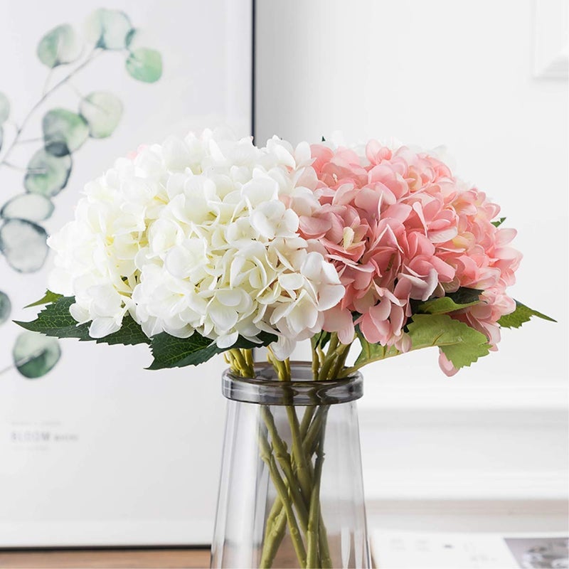 Kimura's Cabin 6pcs Fake Flowers Vintage Artificial Silk Hydrangea Flowers Bouquets Faux Hydrangea Stems for Home Wedding Party Table Core Decoration (Pink  Pack of 6) - Image 5