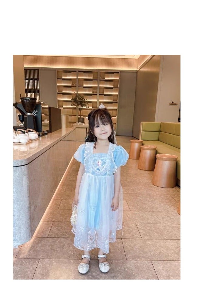 Girl Crystal Princess Flat Heeled Leather Shoes with Host Performance Dress - Image 5