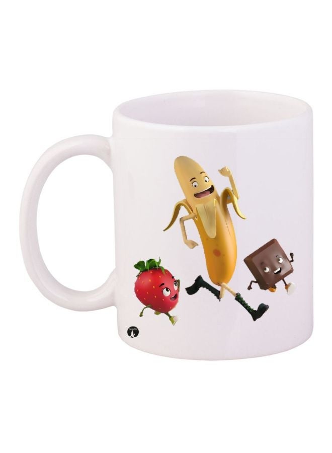 Fruits Printed Coffee Mug White/Yellow/Red 11ounce