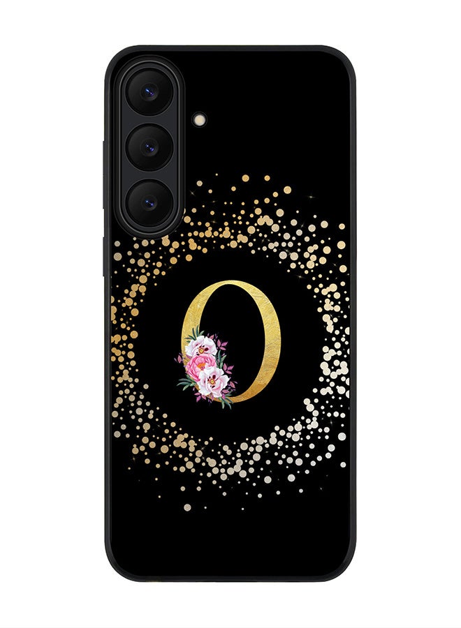 Stylizedd For Samsung Galaxy S25 FE Case,Slim fit Camera Protection, Shockproof Thin Phone cover  - Custom Monogram Floral - O ( Black )