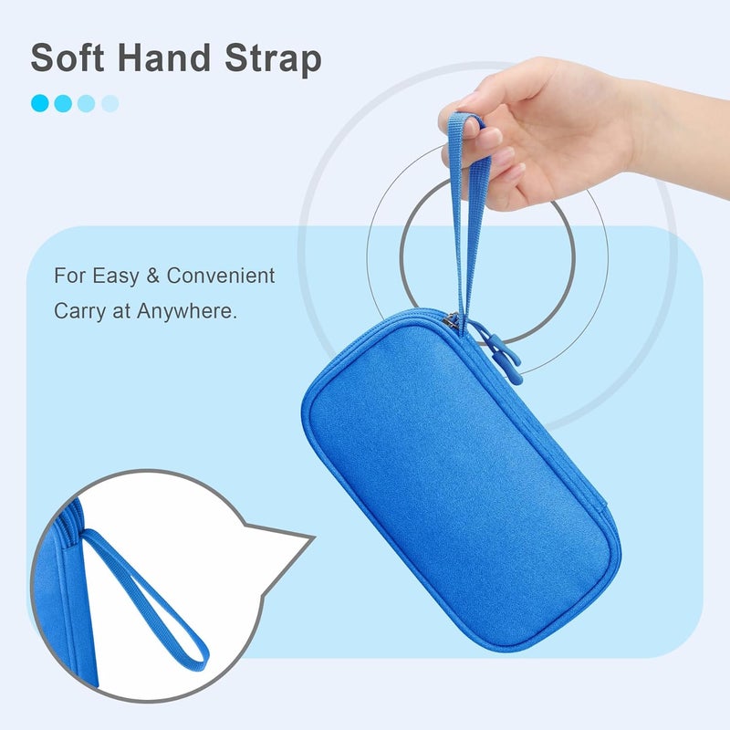 Lacdo USB Flash Drive Case Thumb Drive Holder Case Organizer Portable Electronic Accessories Storage Bag for SanDisk/SamData/Samsung USB Flash Drives Jump Drive Memory Stick, Cable, Medium Size-Blue - Image 5