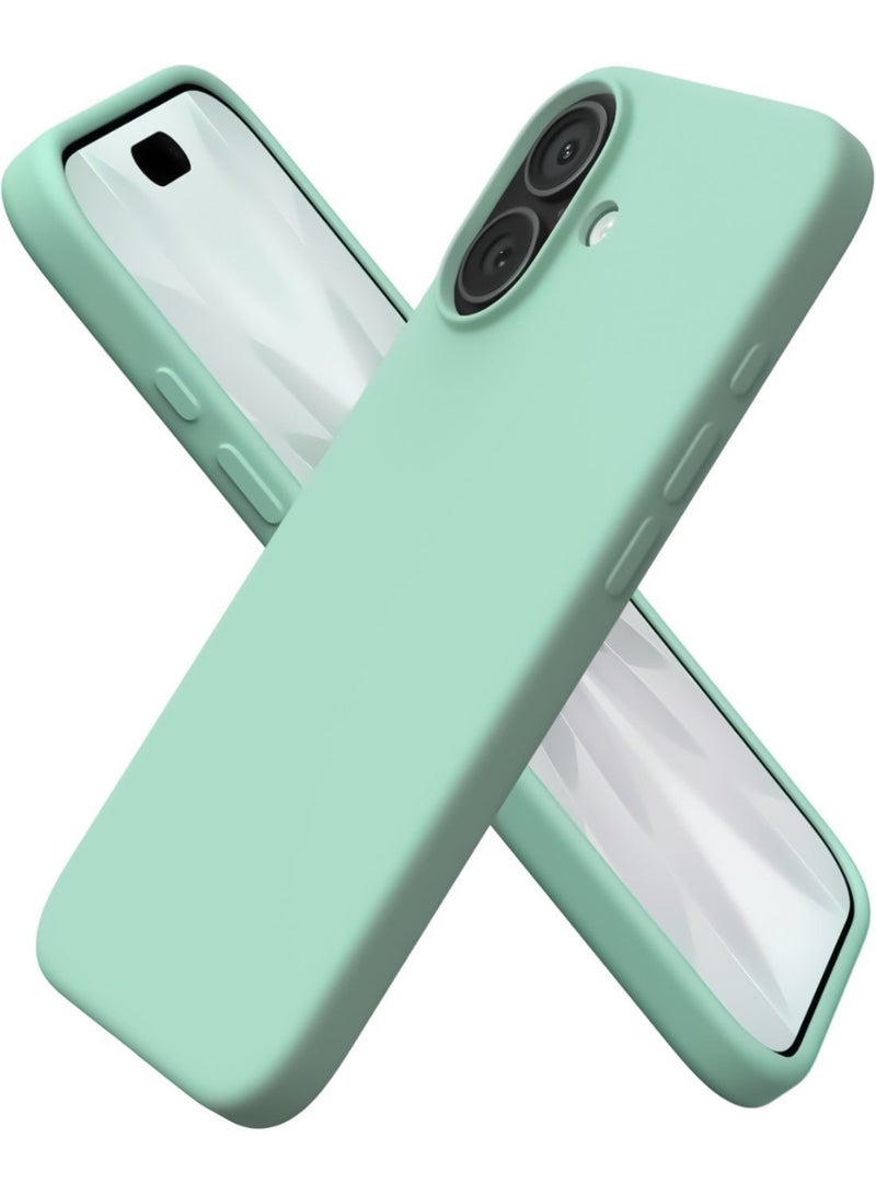 Compatible with iPhone 17 Case Slim Liquid Silicone 4 Layers Soft Gel Rubber Shockproof Protective Phone Case with Anti Scratch Microfiber Lining (Light Green)