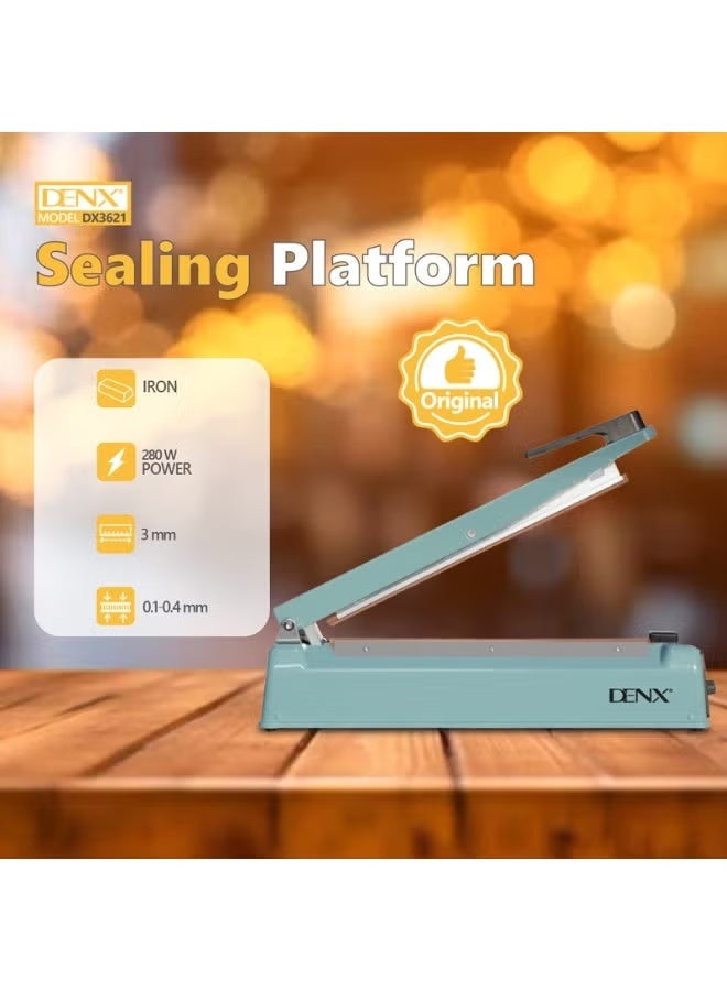 Denx Manual Bag Sealer with 8 Adjustable Heat Levels for Fast Sealing – Perfect for Plastic Bags, Pouches, Food Packaging, and Small Business Packaging Needs, Model DX3621 - Image 2