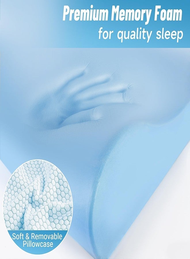 CloudBliss Neck Pillow for Sleeping, Ergonomic Cervical Neck Pillow for Neck Pain Relief, Memory Foam Pillow fit Neck Contour, Bed Pillow for Side Back Stomach Sleepers (Blue, Standard Size) - Image 3