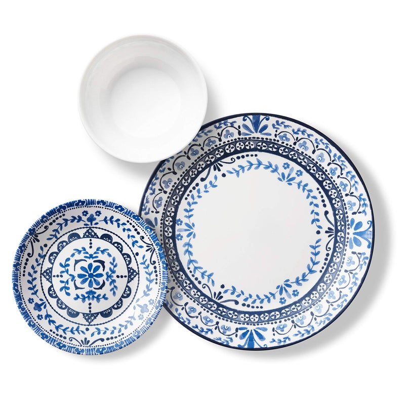 Corelle طقم أدوات مائدة كوريل فيتريل 18 قطعة لخدمة 6 أشخاص، زجاج ثلاثي الطبقات ومقاوم للتشقق، أطباق وأوعية خفيفة الوزن دائرية، بورتوفينو - Image 3