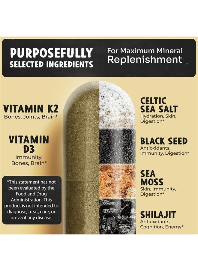 Maju Superfoods MAJU 18-in-1 Shilajit, Black Seed, Sea Moss, Celtic Sea Salt + D3 & K2, Concentrated Extracts, Trace Multi Mineral Capsules, for Men & Women Mineral Electrolytes Supplements  - Image 3