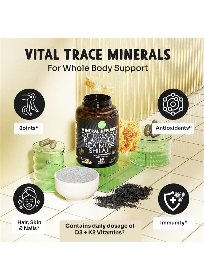 Maju Superfoods MAJU 18-in-1 Shilajit, Black Seed, Sea Moss, Celtic Sea Salt + D3 & K2, Concentrated Extracts, Trace Multi Mineral Capsules, for Men & Women Mineral Electrolytes Supplements  - Image 4