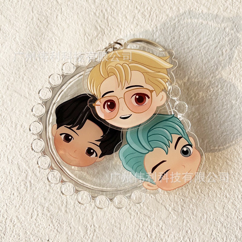 Cartoon Character Shaped Acrylic Keychain Hd Printing Double-Sided Printing Star Acrylic Bts Keychain - Image 4