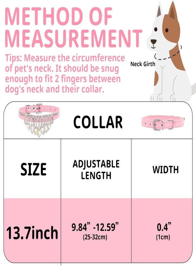 HOWWFALY Bling Rhinestone Crystal Dog Collar PU Leather Adjustable Collar Soft Crystal Dog Collar Neck Decoration Collar for Small Medium Dogs (Pink) - Image 4