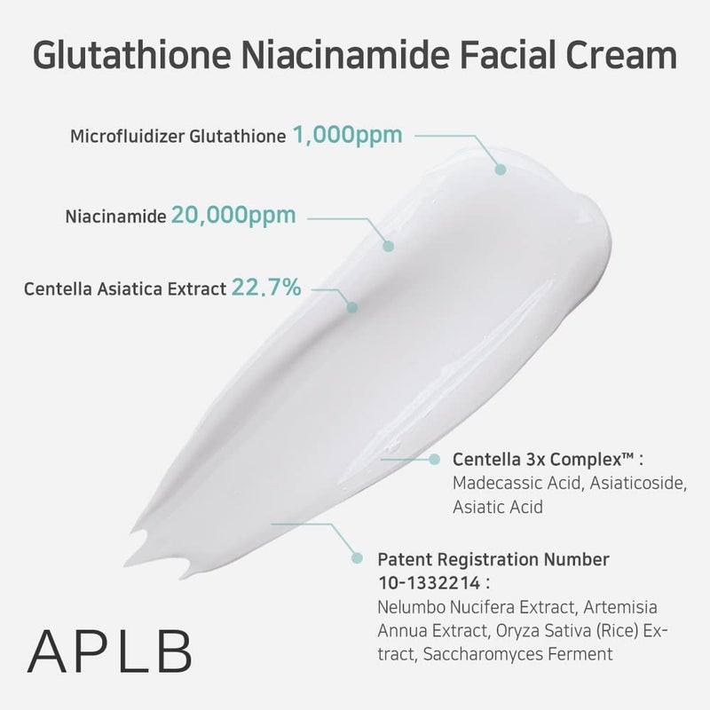 APLB Glutathione Niacinamide Facial Cream | LIPO GLUTA NIAC CENâ„¢ 24.8% 1.86 FL.OZ/Korean Skincare, Deep hydration, Niacinamide, Improve skin elasticity, Improve skin texture - Image 4