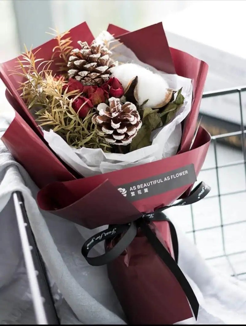 Bluejw Real Preserved Rose Bouquet - Natural Dried Flowers with Babysbreath, Long Lasting Roses for Christmas Decoration & Dried Plants Arrangement - Image 3