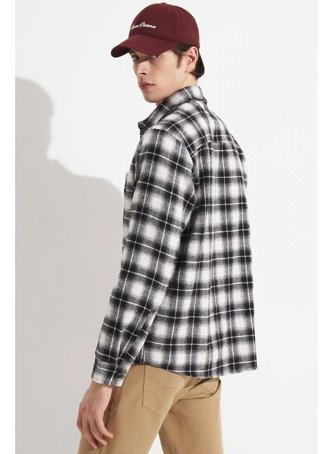 JUNE June Men Checkered Shirt Black - White