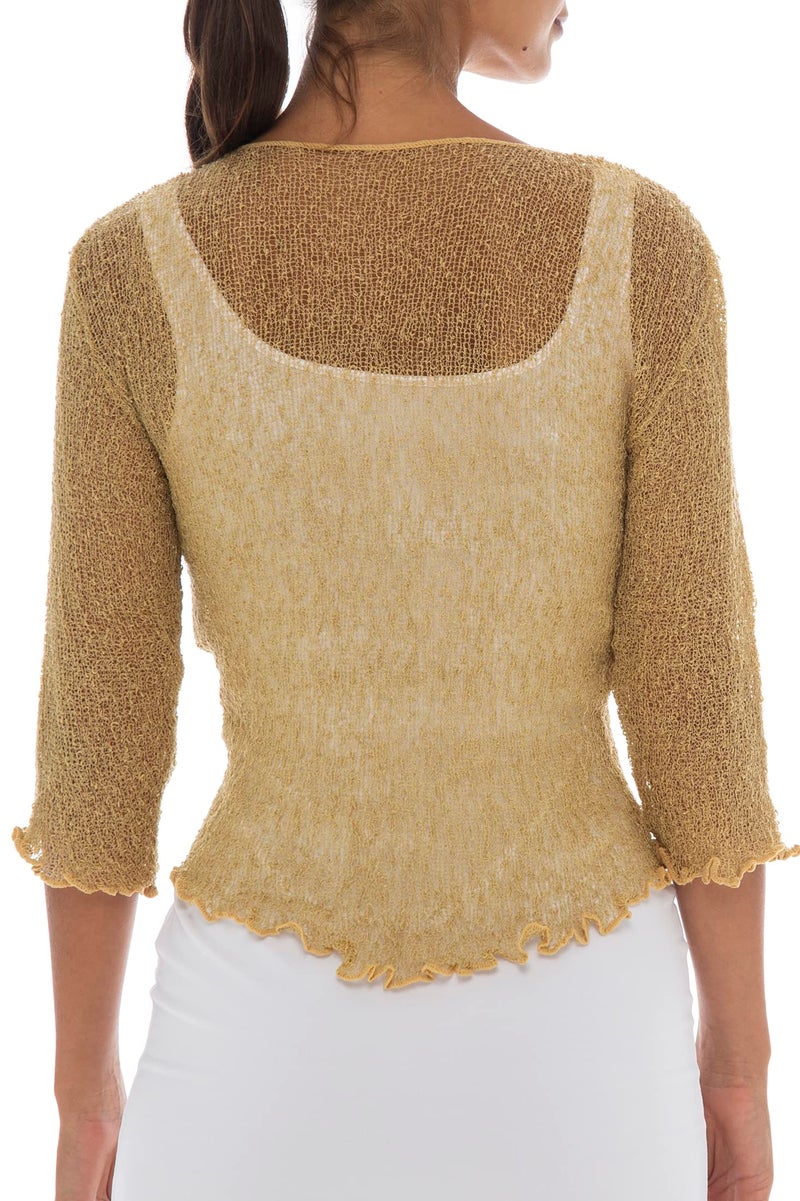 Back From Bali Womens Lightweight Knit Cardigan Shrug Lite Sheer Natural - Image 2